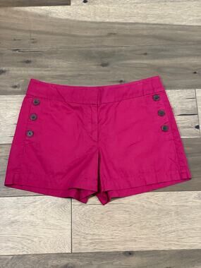 LOFT Dark Pink Cotton Shorts Button Detail Size 8